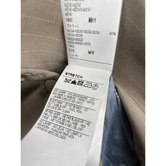 Sisley Camel Tan Striped Button Front Stretch Office 3/4 Sleeve Blazer Size S - Picture 6 of 11